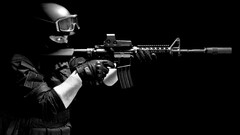 m4 SWAT soldier M4A4 weapon monochrome