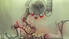 Machines Robots reading cyborgs artwork