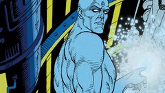 Machines Technology sparks Watchmen comics superheroes pointing 