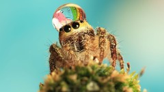 Macro Animals spiders insects water drops
