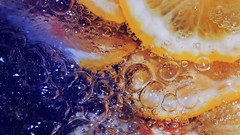 Macro bubbles oranges fruits