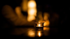 Macro Candles monochrome bokeh flames shadows tealight