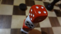 Macro checkerboard dice chess board
