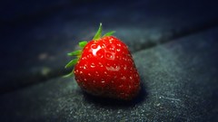 Macro close-up strawberries fruits