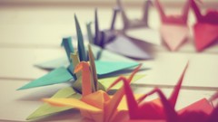 Macro Cranes origami multicolor color spectrum