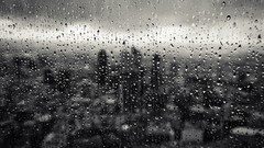 Macro drops rain glass close-up cities window panes
