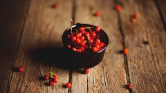 Macro food Berries Wood fruits baskets blurred background