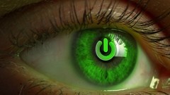 Macro Green eye eyelashes artwork power button