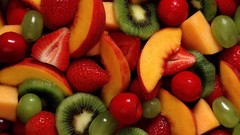 Macro kiwi Berries grapes strawberries fruits