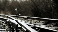 Macro monochrome railroad tracks railroads