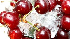 Macro photography cubes ice cherry cherries fresh