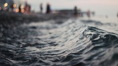 Macro Sea water dark waves blurred background