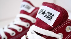 Macro sneakers Shoes close-up Converse All Star red shoes