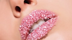 Macro sugar close-up crystals lips faces