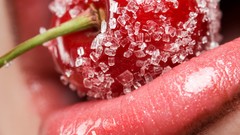 Macro sugar lips cherries fruits