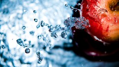 Macro water apples water drops splashes