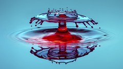 Macro water blue reflections water drops splashes