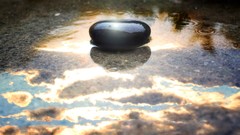 Macro water clouds pebbles puddles reflections sunlight ground 