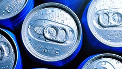 Macro water soda cans