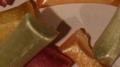 Macro yellow Green orange Candies