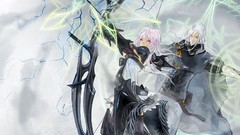 Magic blade Anime white hair pink eyes anime girls pixiv 
