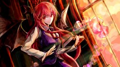 Magic Books wings tie devil red eyes schoolgirls long hair 