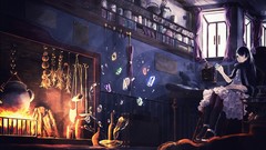 Magic Books witch red eyes long hair black hair Gems original 