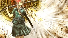 Magic destruction Katana power red eyes Swords schoolgirls 