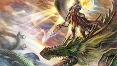 Magic Dragons Warriors Swords fantasy art