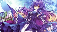 Magic dress Ribbons blondes long hair flower petals yellow eyes 