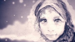 Magic eyes woman children glow digital art sketches hooded