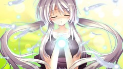 Magic feathers sora karin gray hair game cg twintails torii 