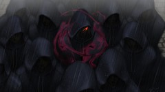 Magic hood red eyes artwork fantasy art hooded