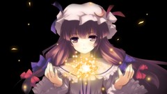 Magic lights black background hats bows long hair witches 