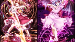 Magic moon light weapons wings Anime dress red eyes blondes 