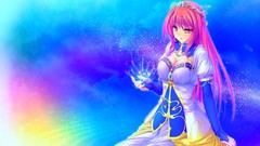 Magic pink Anime dress Princess multicolor pink hair anime 