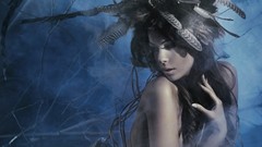 Magic woman brunettes models forests fantasy art