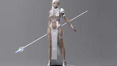 Magic woman elves armor Warriors white hair white dress artwork 