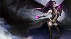 Magic woman game wings sorcerer purple hair League of Legends 
