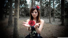 Magic woman roses asians brunettes Mikako Zhang Kaijie