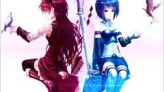 Mahou shoujo madoka magica sakura kyouko miki sayaka thigh 