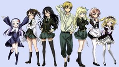 Maids school uniforms heterochromia