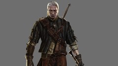 Male artwork video games grey background geralt of rivia 