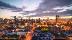 Manhattan City Lights Bridges cities cityscapes new york city