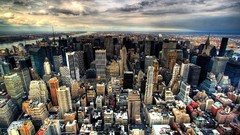 Manhattan cityscapes aerial view