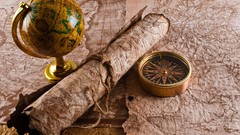 Maps ancient compasses digital art world map parchments