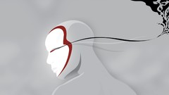 Masks digital art grey background