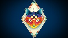 Matei Apostolescu surreal artwork eyes blue background cats