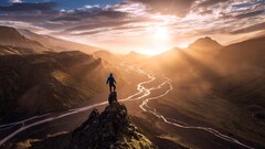 Max Rive Mountains river nature landscape People sunlight rock