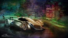 Mazda vehicles concept art racing cars city skyline Mazda Furai